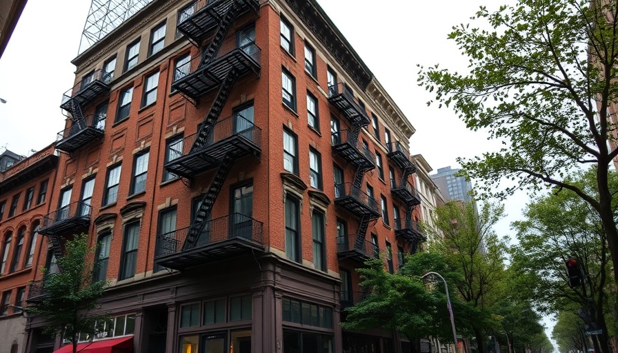 NYC building with fire escapes reflects housing context for Fair Chance for Housing Act.