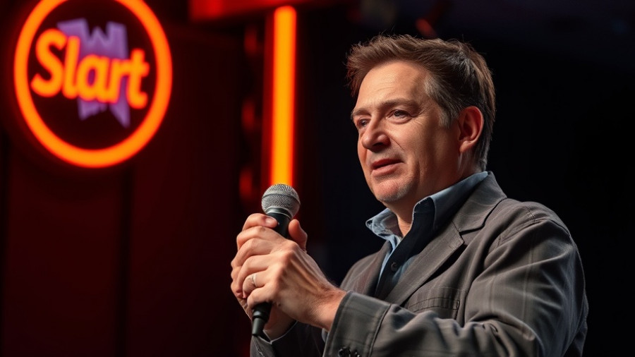 Energetic man in studio discussing real estate morning prep.