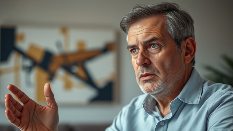 Middle-aged man discusses Education Savings Account (Coverdell) indoors.