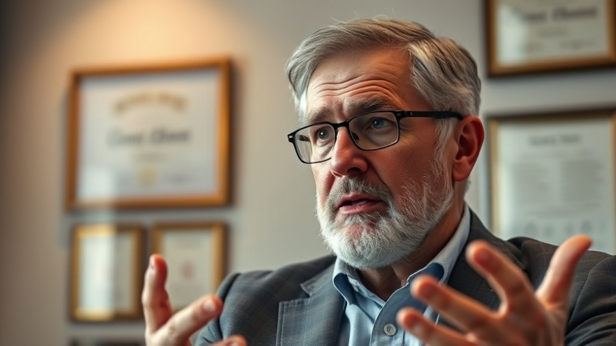 Man discussing business succession planning in an office.