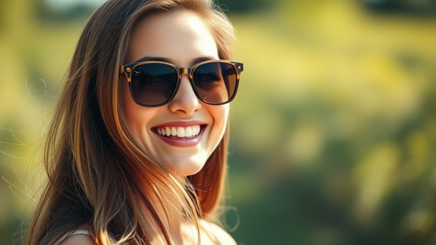 Woman enjoying outdoors with sunglasses, smiling moment.