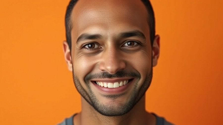 Smiling man on orange background, PropStream Photo Grading