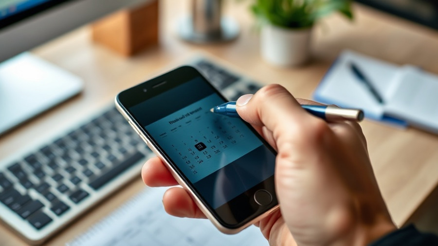 Close-up of hand planning with smartphone, highlighting flexibility in planning.