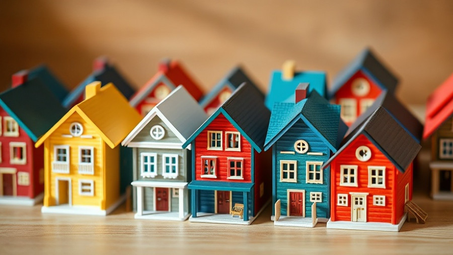 Miniature wooden houses symbolizing Texas affordable housing legislation.