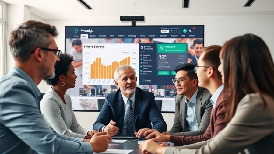 Video conference with professionals discussing finance website.