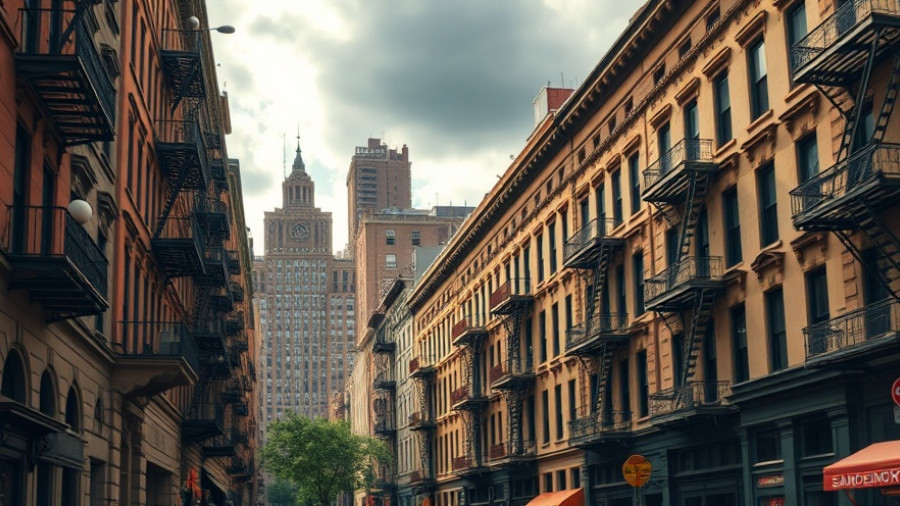 Row of NYC brownstone buildings illustrating FARE Act.
