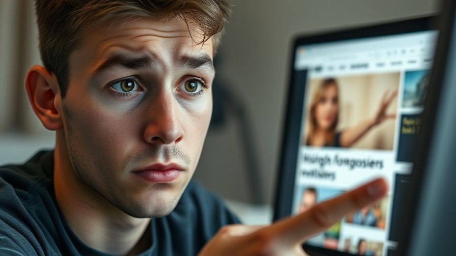 Foreclosure crisis news alert with concerned young adult.