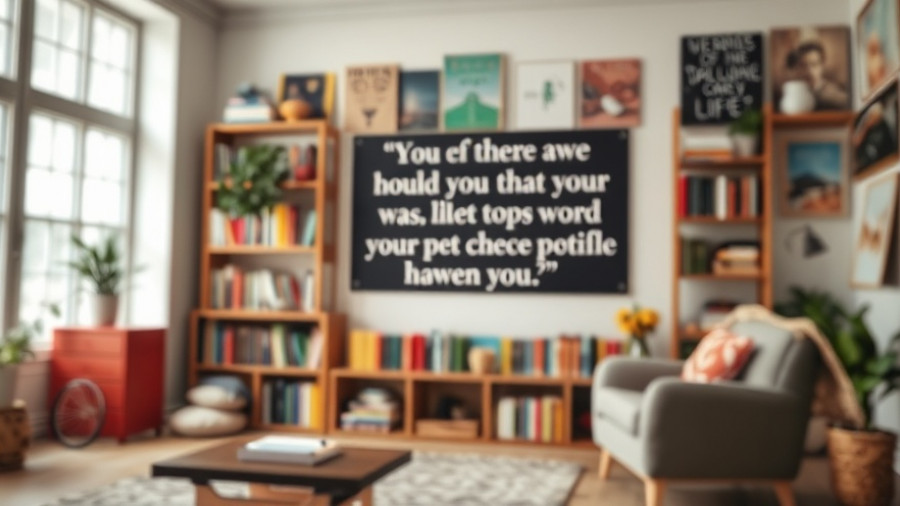 Motivational content creation sign in a colorful room.