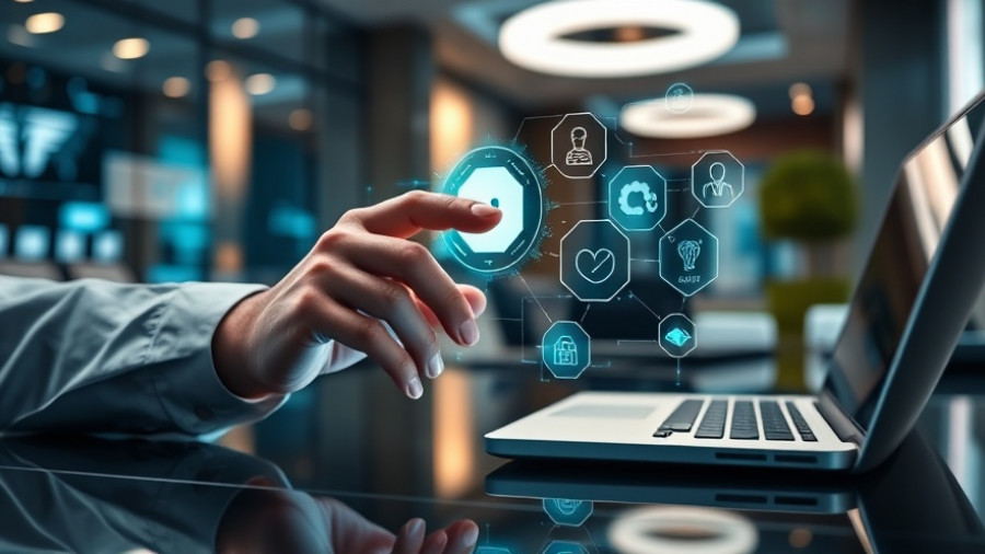 AI interface on tablet and laptop in office, AI transformation in real estate.