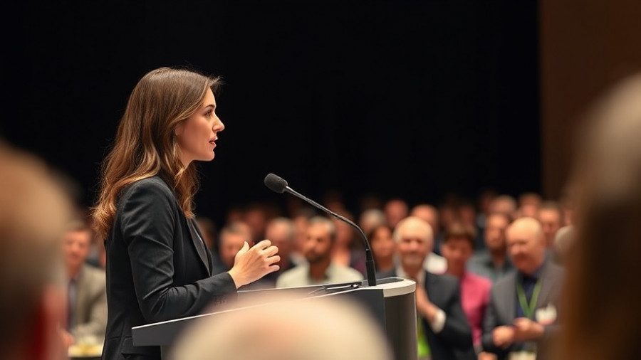 Main Street 360 event speaker at podium in conference setting.