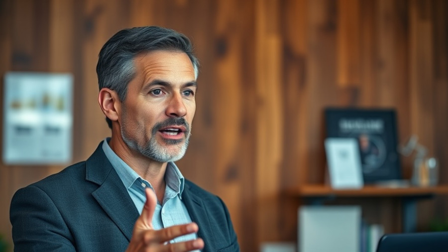 Family Board Meetings concept with a confident speaker against a business setting.