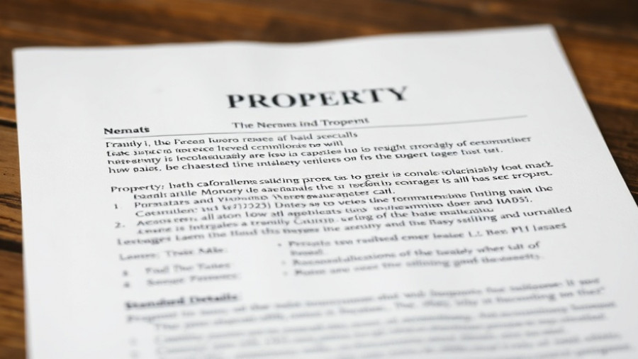 Blurred document showing property details and contact information.