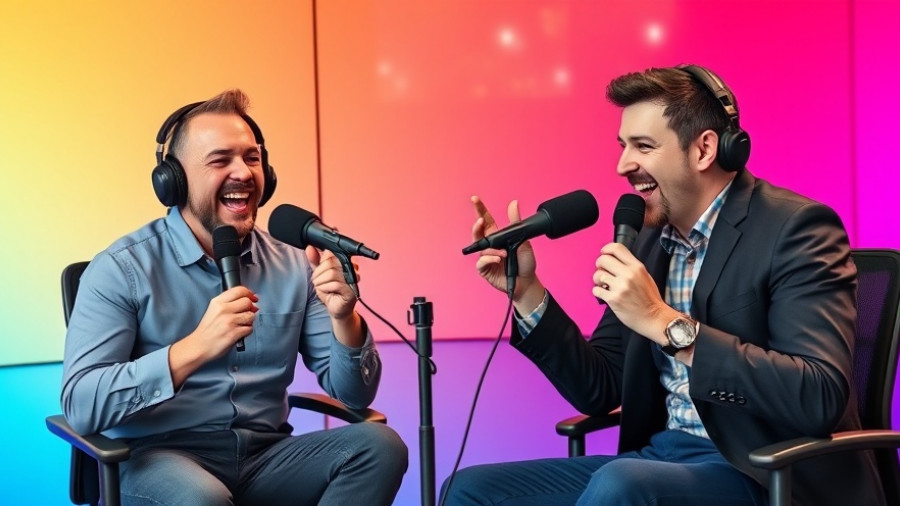 Podcast on AI search for real estate agents with two men discussing.