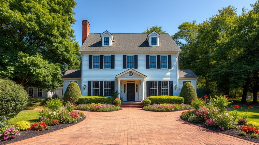 Beautiful colonial house with garden and driveway marketing tips for realtors.
