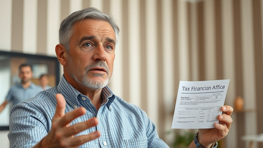 Middle-aged man discussing ways to reduce one of the biggest taxes you pay, in an indoor setting.