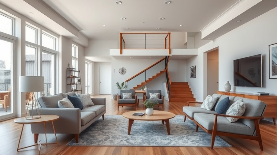 Stylish modern living room with mid-century furniture, perfect to furnish your home fast.