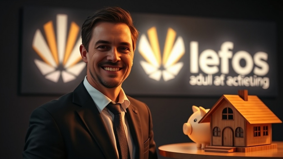 Confident professional with piggy bank and house model symbolizing low-coupon MSR strategy.