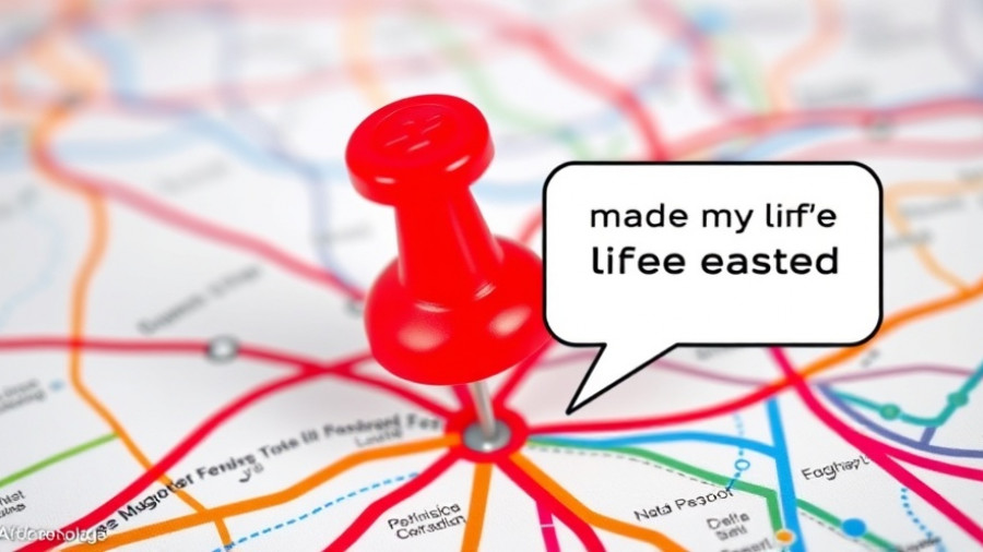 Red pin on a colorful map indicating long-distance rentals