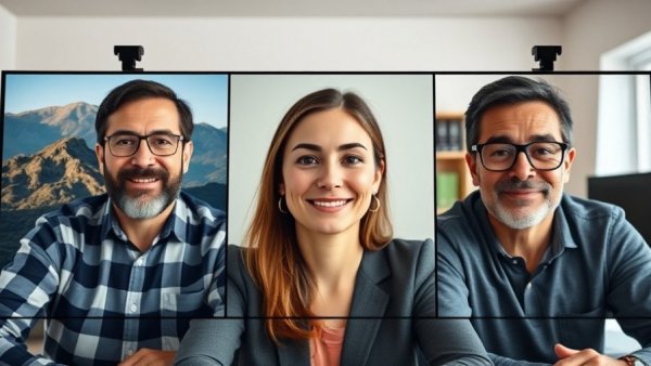 Three people in a video conference call discussing self-storage innovations.