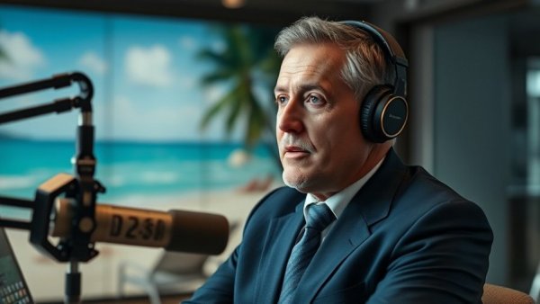 Middle-aged man discussing Roth IRA for child in podcast studio.