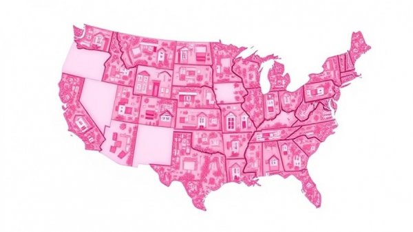 Map of the U.S. with home icons representing rising home values.