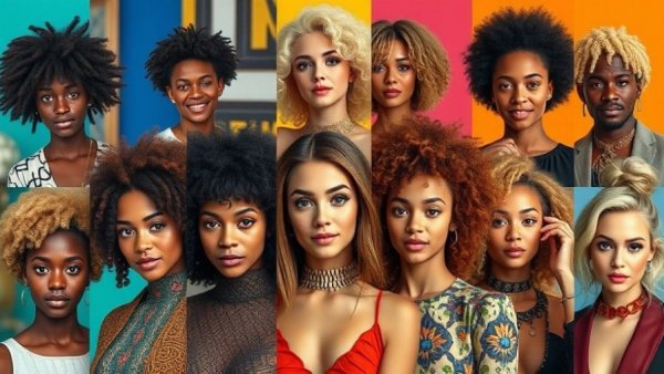 Diverse individuals with unique hairstyles and styles in vibrant settings.