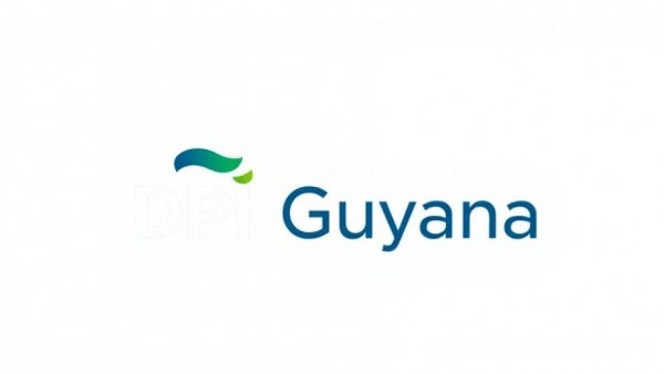 Minimalist DPI Guyana logo in blue and green.