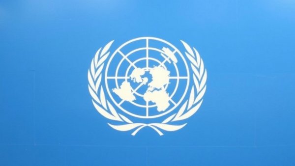 World Health Organization logo on blue background.