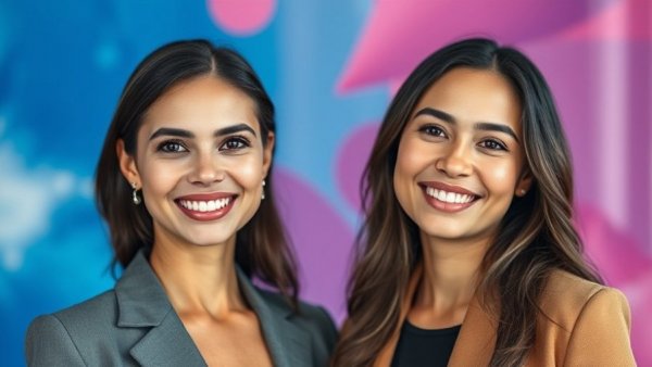 Trust in real estate teams - confident women in vibrant setting.