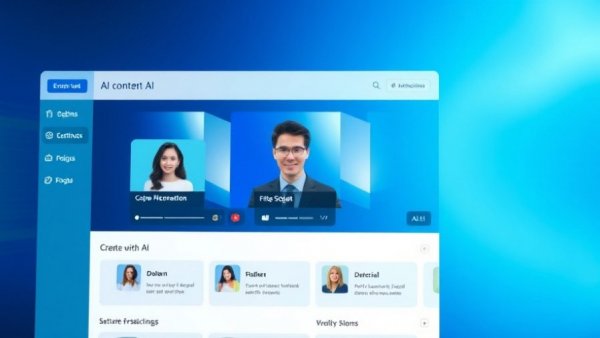 AI content creation tools interface screenshot with options and user profiles.