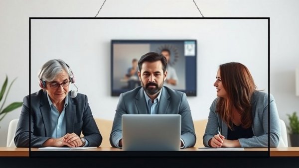 Video conference on solar-powered storage financing featuring three professionals.