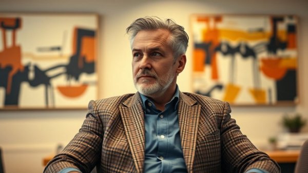 Middle-aged man discusses tax savings in oil and gas strategy setting.