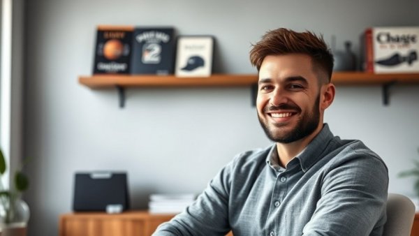 Man in home office, discussing trust-based marketing in a candid setting.