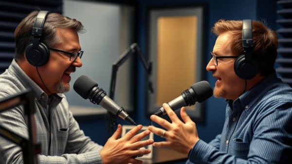 Professional radio hosts discussing 1031 Exchanges in studio.