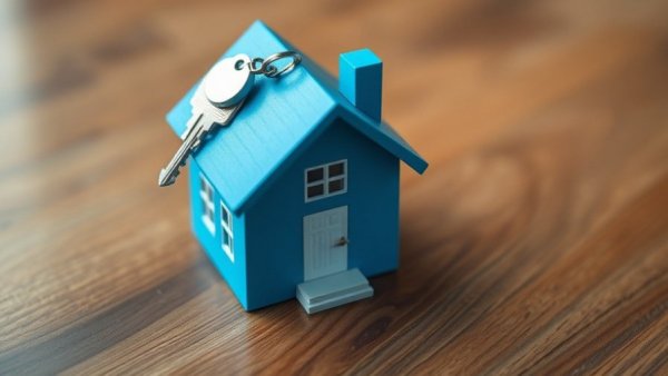 Miniature house with key symbolizing heirs property and affordable housing.