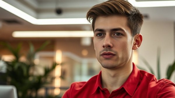 Young man sharing secret tool for investors, indoor setting.