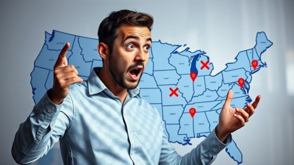 Man discussing cash flow in expensive real estate market on U.S. map.