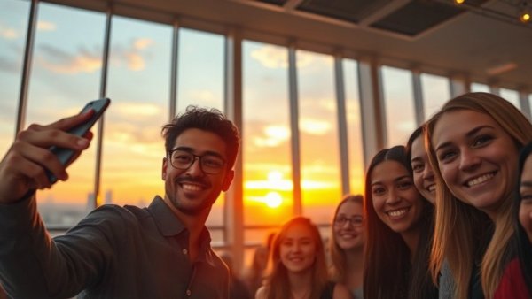 Celebrating GetSocialSmart Mastermind strategies during a sunset.