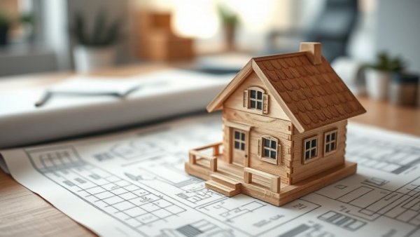 Model house on blueprints symbolizing mortgage lock-in solutions.