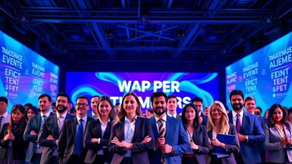 Diverse professionals at virtual real estate event, discussing commission strategies.