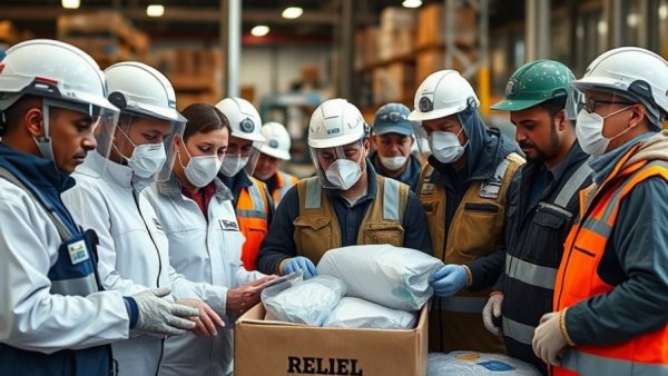 Canada Jamaica Hurricane Melissa Support group inspecting relief supplies.