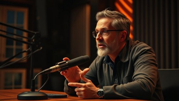 Man discussing money-making jobs that are overlooked in a podcast setting.