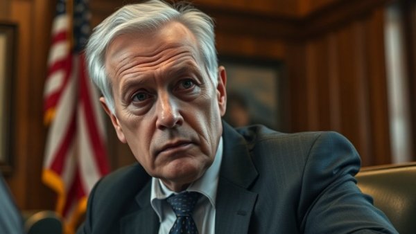 Serious older man discussing emotional impact on business success indoors.