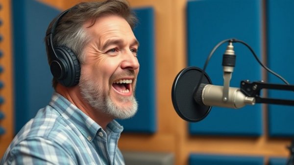 Man discussing 100% write-off for company events in podcast studio.