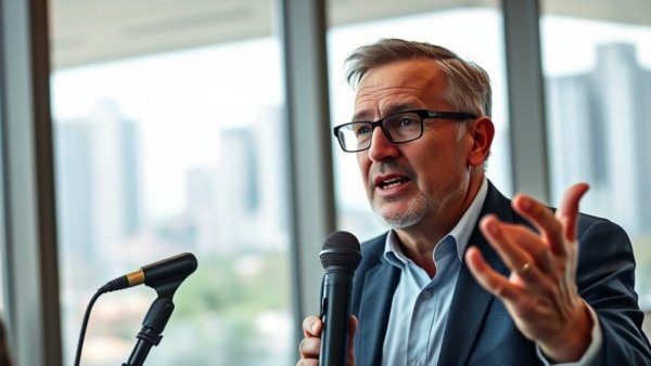 Middle-aged man in a suit explaining Solo 401(k) and work 401(k) options.