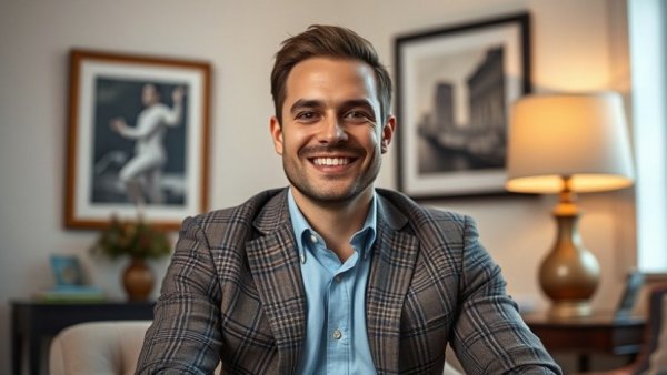 Smiling man in office with art, impact of hiring on real estate investors.