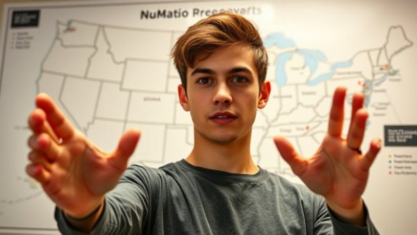 Young man discussing Hidden Cashflow Markets with US map.