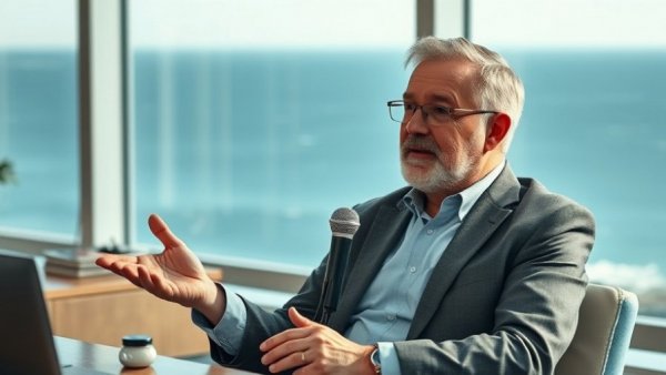 Man discussing IRS and legal financial practices in office setting.