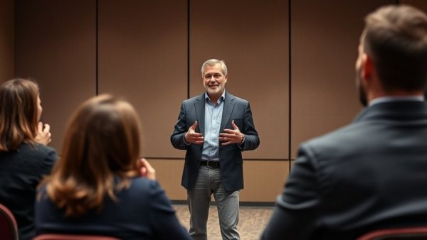 Speaker discussing housing market normalization with engaged audience.