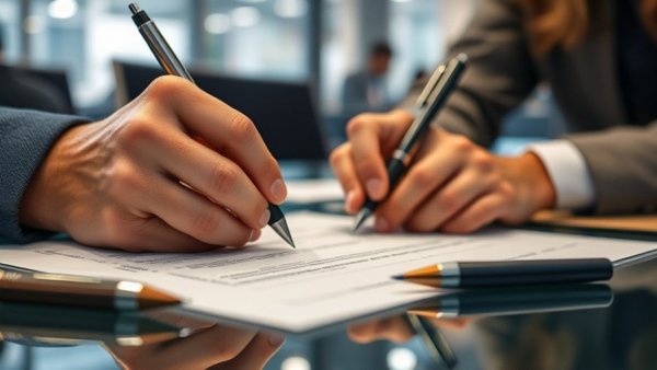 Hands signing documents, who signs first at closing.